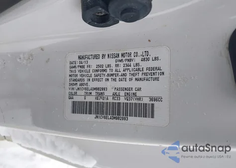 2013 Infiniti G37X z USA, uszkodzony, nr VIN JN1CV6EL4DM982993